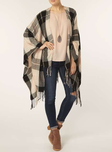 Blush and Black Check Cape